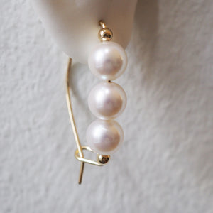 2WAY STAPLE WITH 3 PEARLS & 2 BEADS - YELLOW GOLD