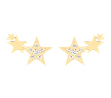 画像をギャラリービューアに読み込む, 3 STARS STUDS WITH DIAMONDS - YELLOW GOLD