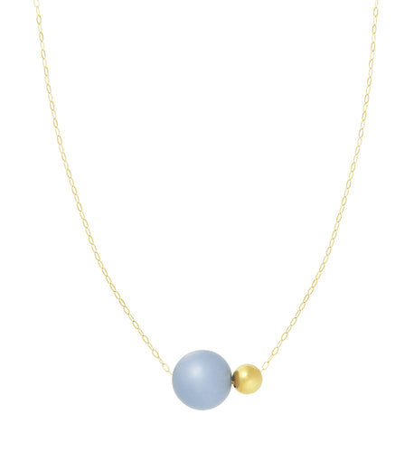 ANGELITE NECKLACE WITH GOLD BEAD