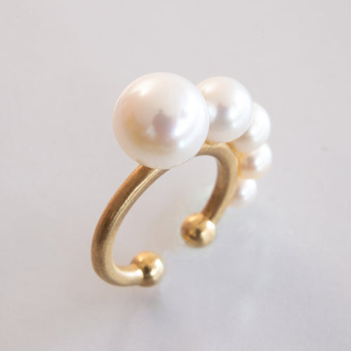 GRADUATED PEARL EARRING CUFF AND  PINKY RING