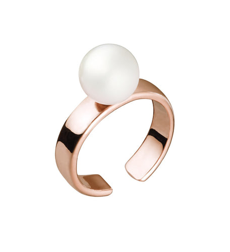 CUFF RING WITH PEARL - ROSE GOLD